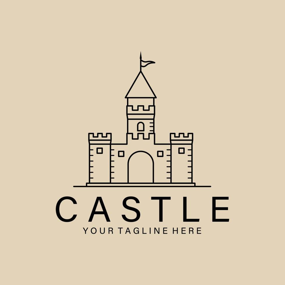 Castle line art logo, icon and symbol, vector illustration design