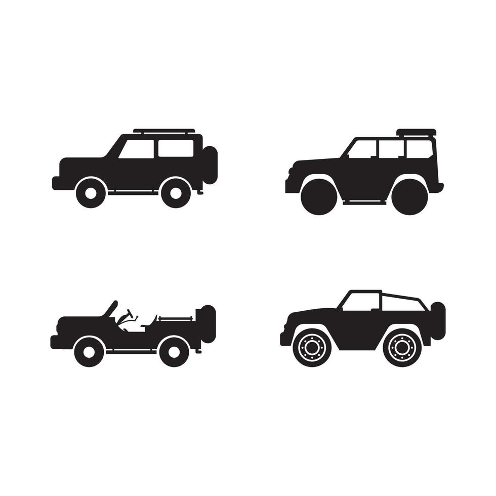 Black 4x4 car illustration front vector