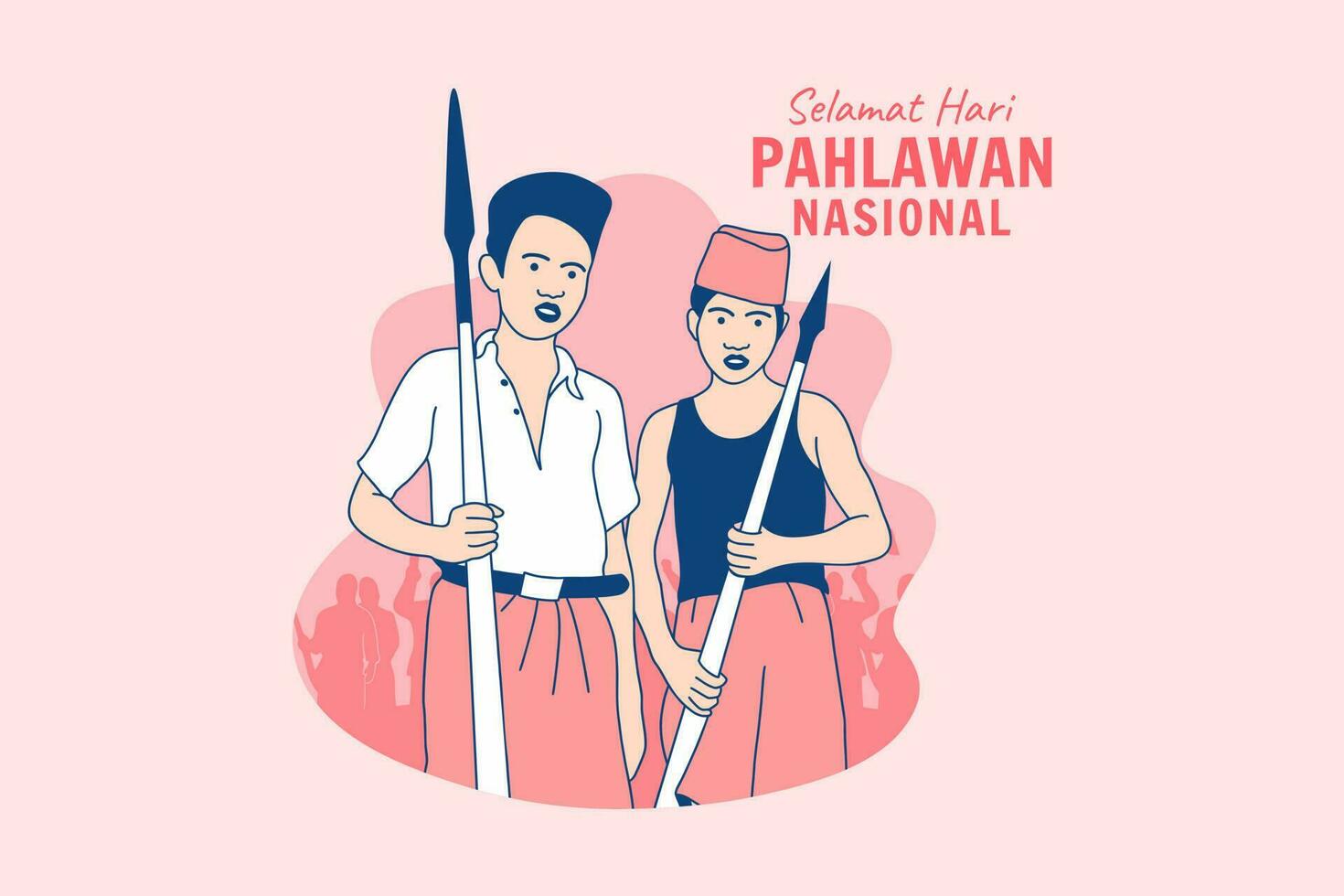 Illustrations Indonesian Heroes for Indonesian national Heroes Day Hari Pahlawan design concept vector