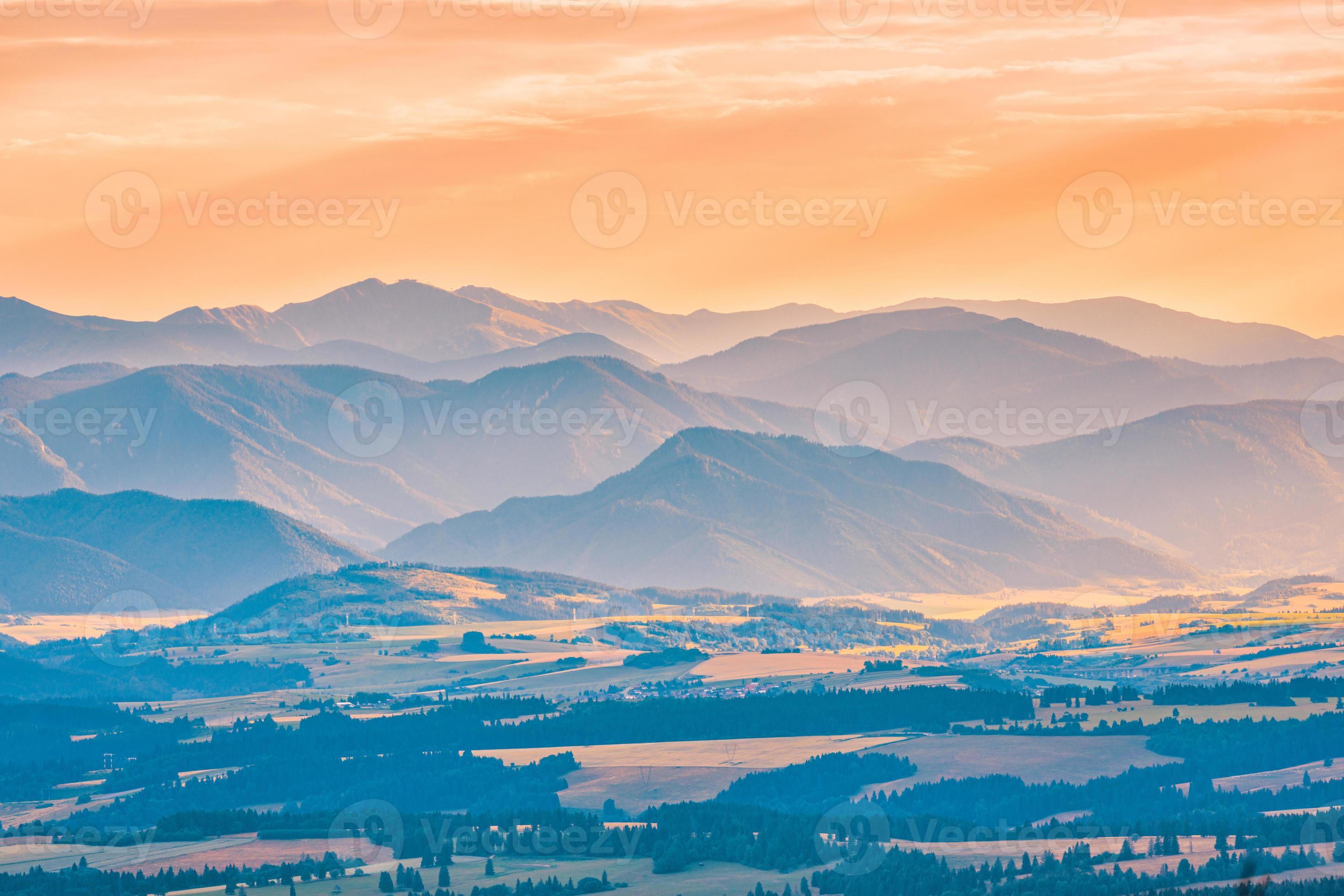 The Sun Rises Over A Mountain In A Foggy Valley Background, Autumn