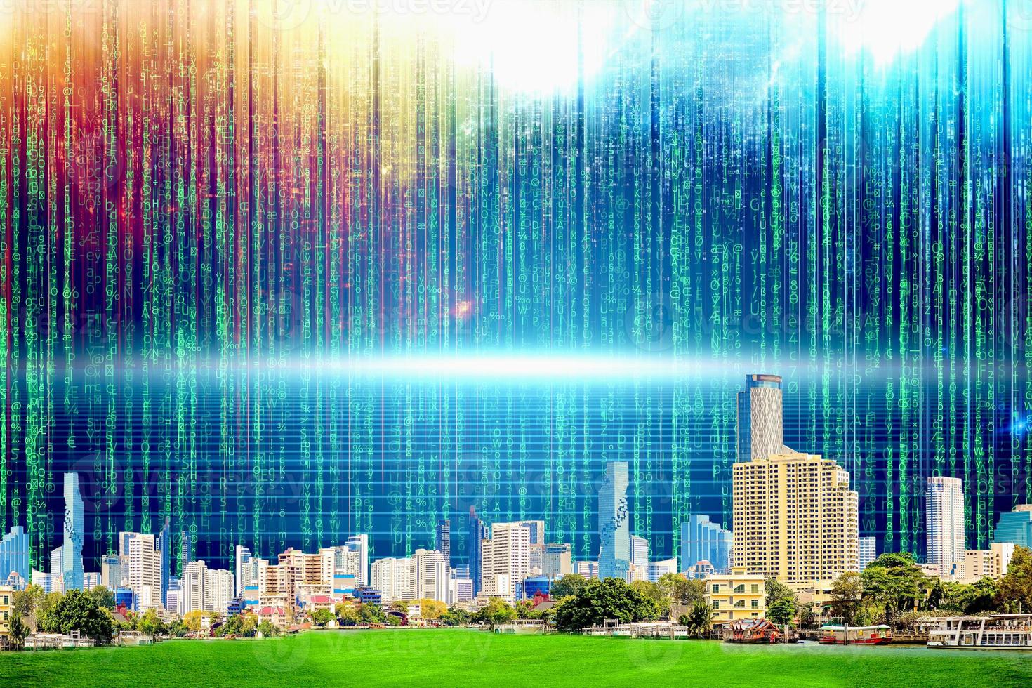 Technology city concept. the use of technology in city administration photo