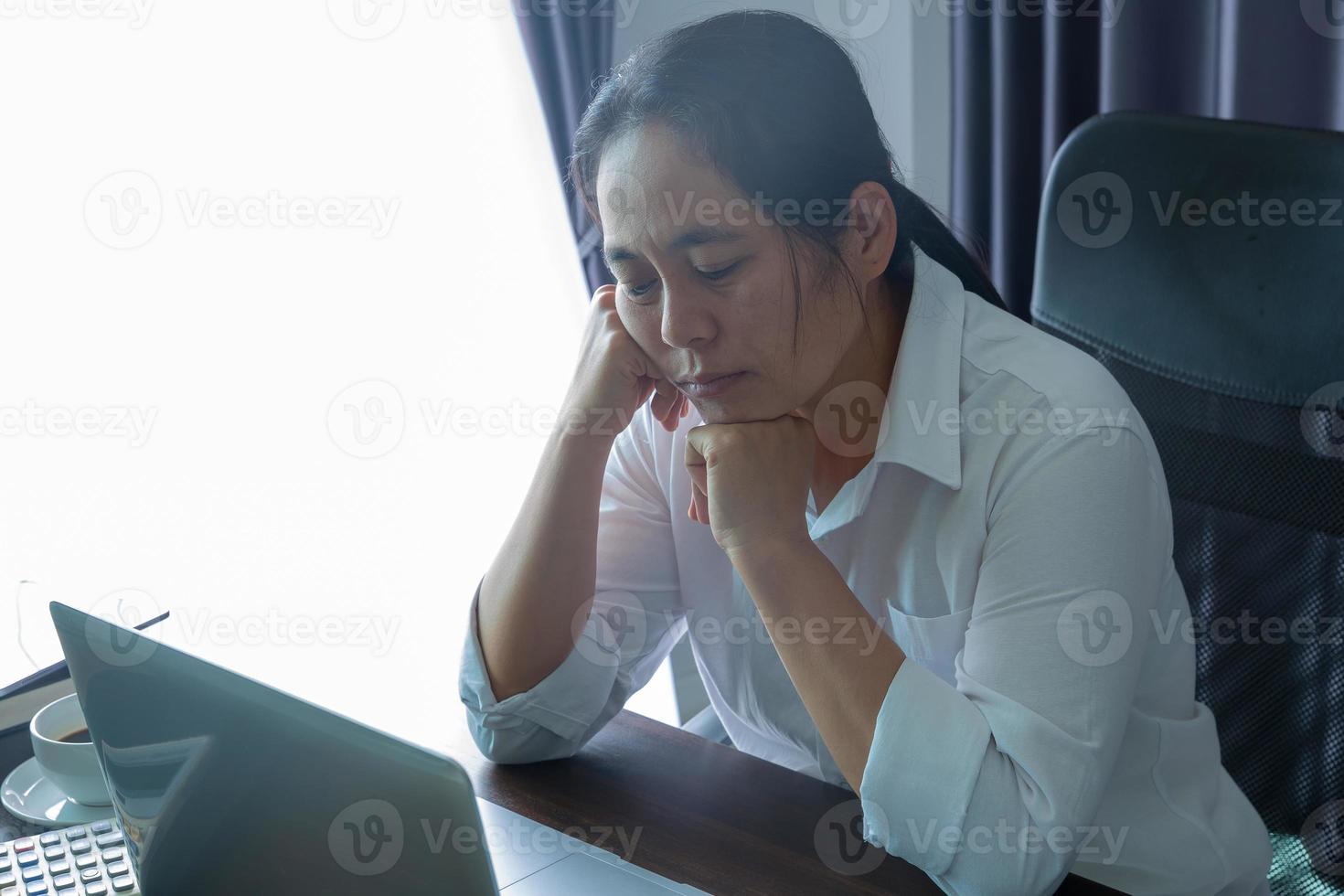 Business Girl Sitting at Desk Stock Image - Image of person