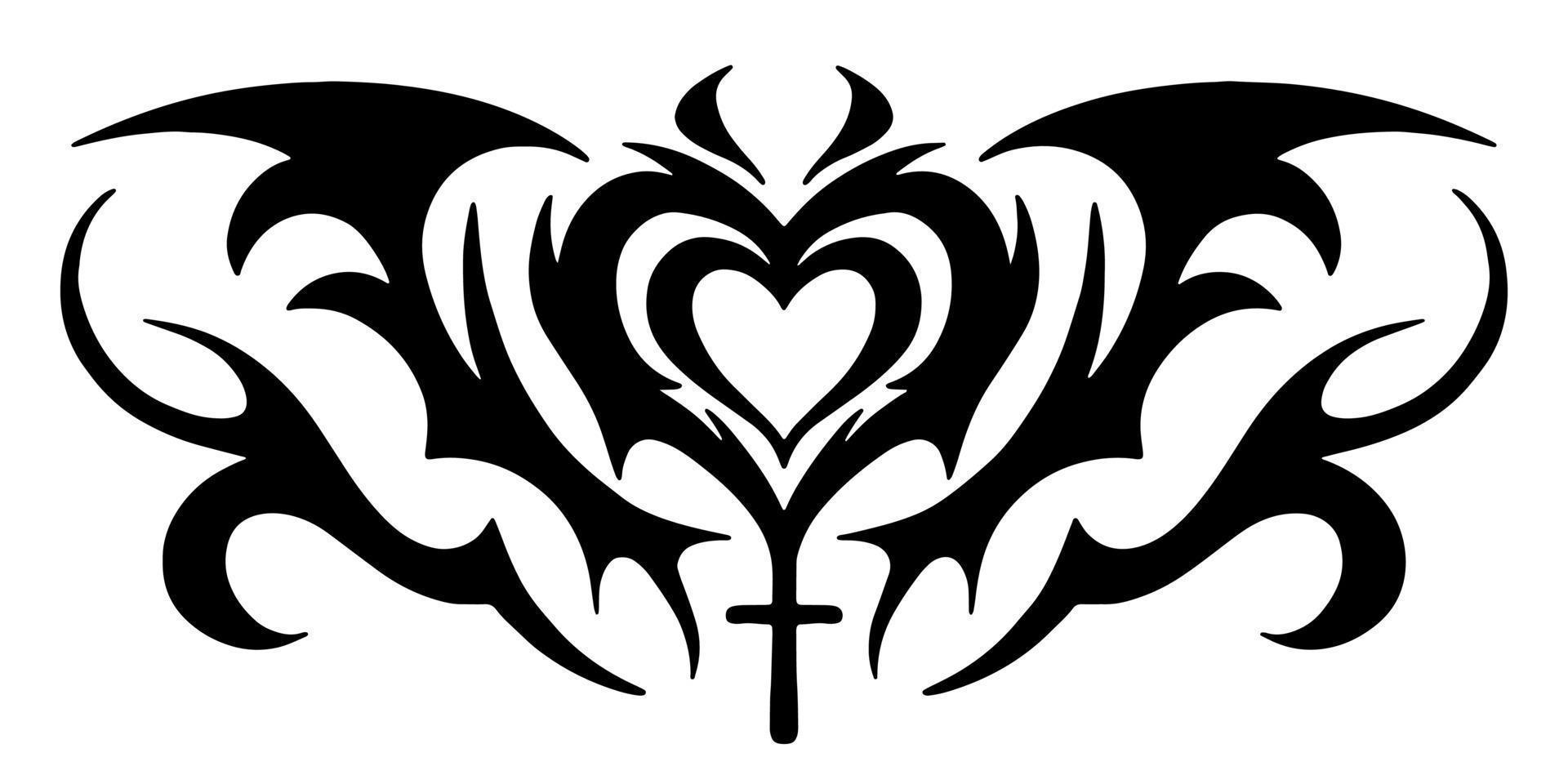 Celtic Heart pattern. Oriental tattoo for the lower back. Girl's transferable temporary tattoo vector