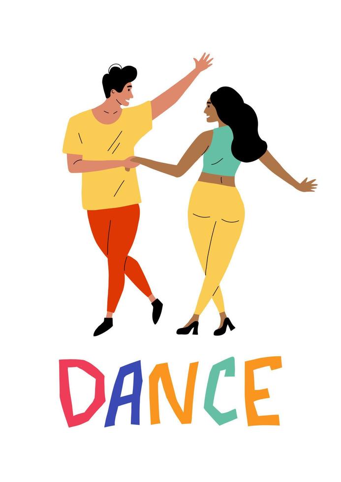 un hombre y una mujer bailan salsa y bachata. cartel y cartel para el festival y concurso de baile. sambo y mambo vector