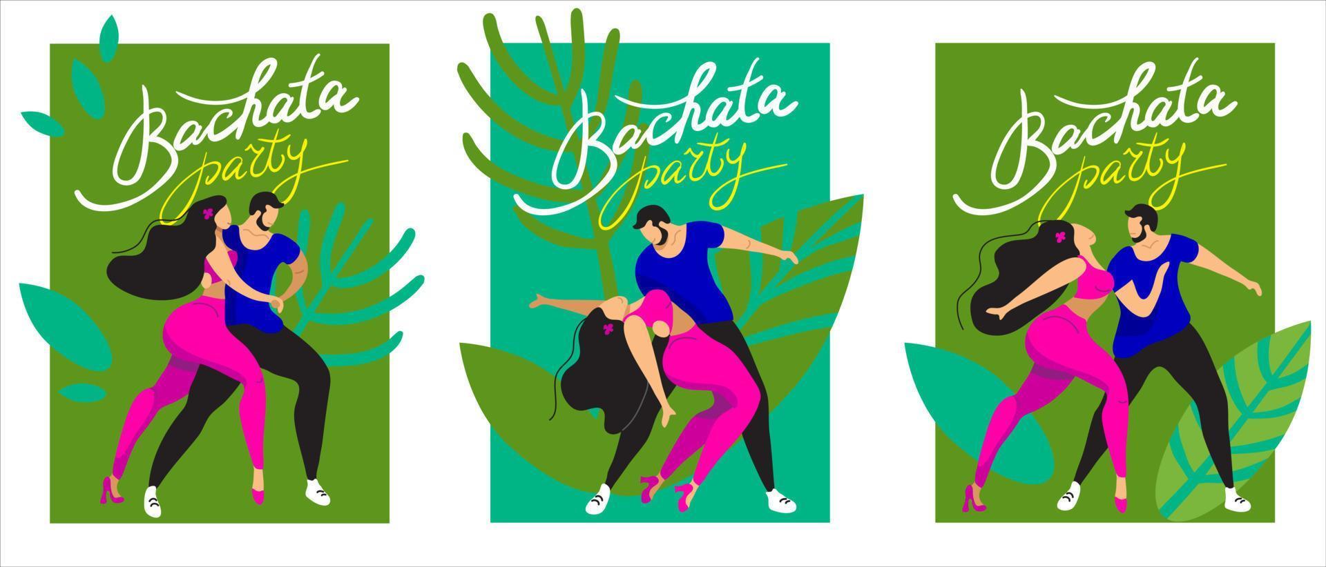 A set of vector posters on the theme of Latin dances. The illustration is suitable for a poster, a flyer of the event. also applicable for other dances salsa, kizomba, merengue and others