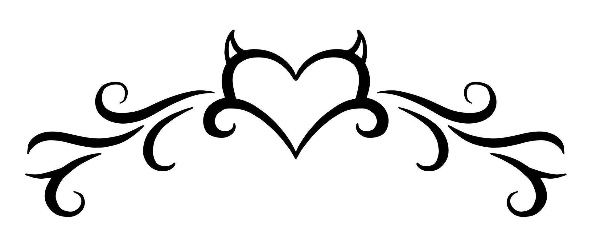 Celtic Heart pattern. Oriental tattoo for the lower back. Girl's transferable temporary tattoo vector