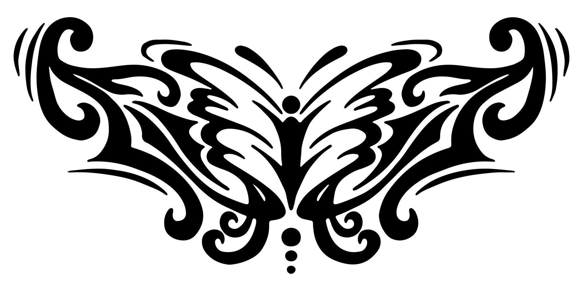 Celtic butterfly pattern. Oriental tattoo for the lower back. Girl's transferable temporary tattoo vector