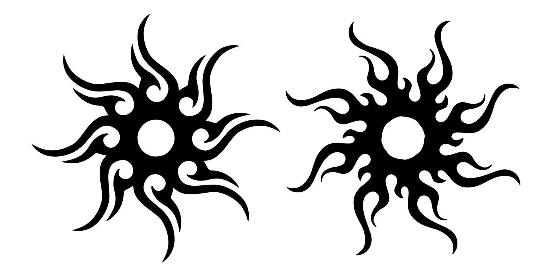 Celtic drawing of the sun . Round oriental tattoo. Girl's transfer tattoo in the style of the 90s, 2000s vector