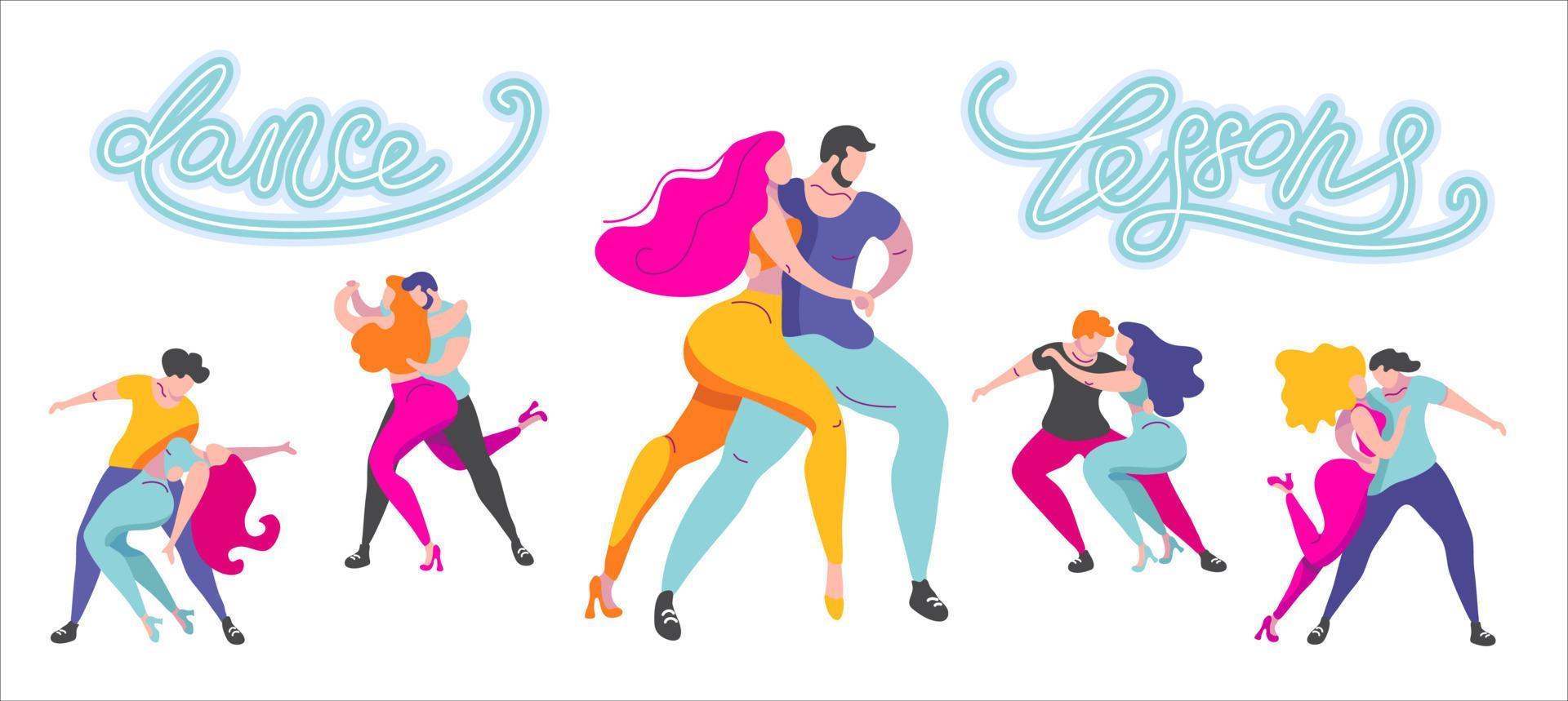 un conjunto de carteles vectoriales sobre el tema de los bailes latinos. la ilustración es adecuada para un afiche, un volante del evento. también aplicable para otros bailes salsa, kizomba, merengue y otros vector