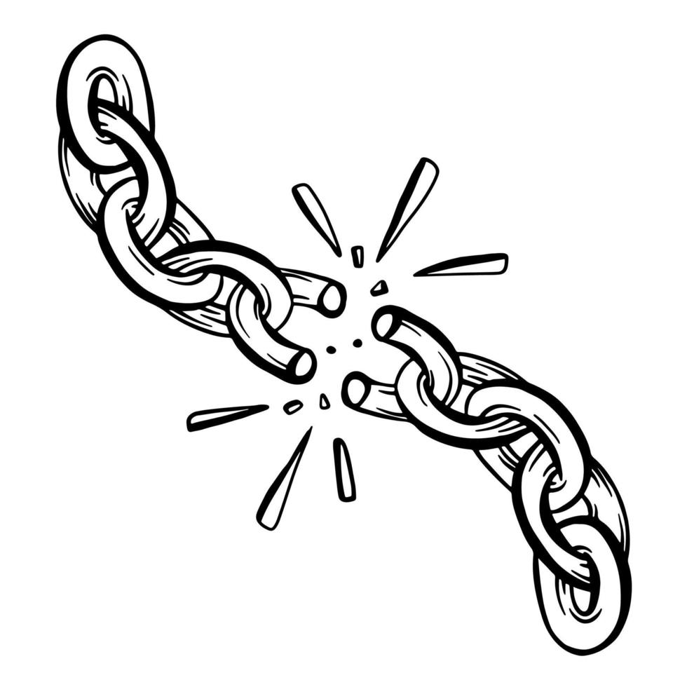 A sketch of a broken chain. A symbol of freedom and liberation. An idea for a black tattoo. Doodle broken link vector