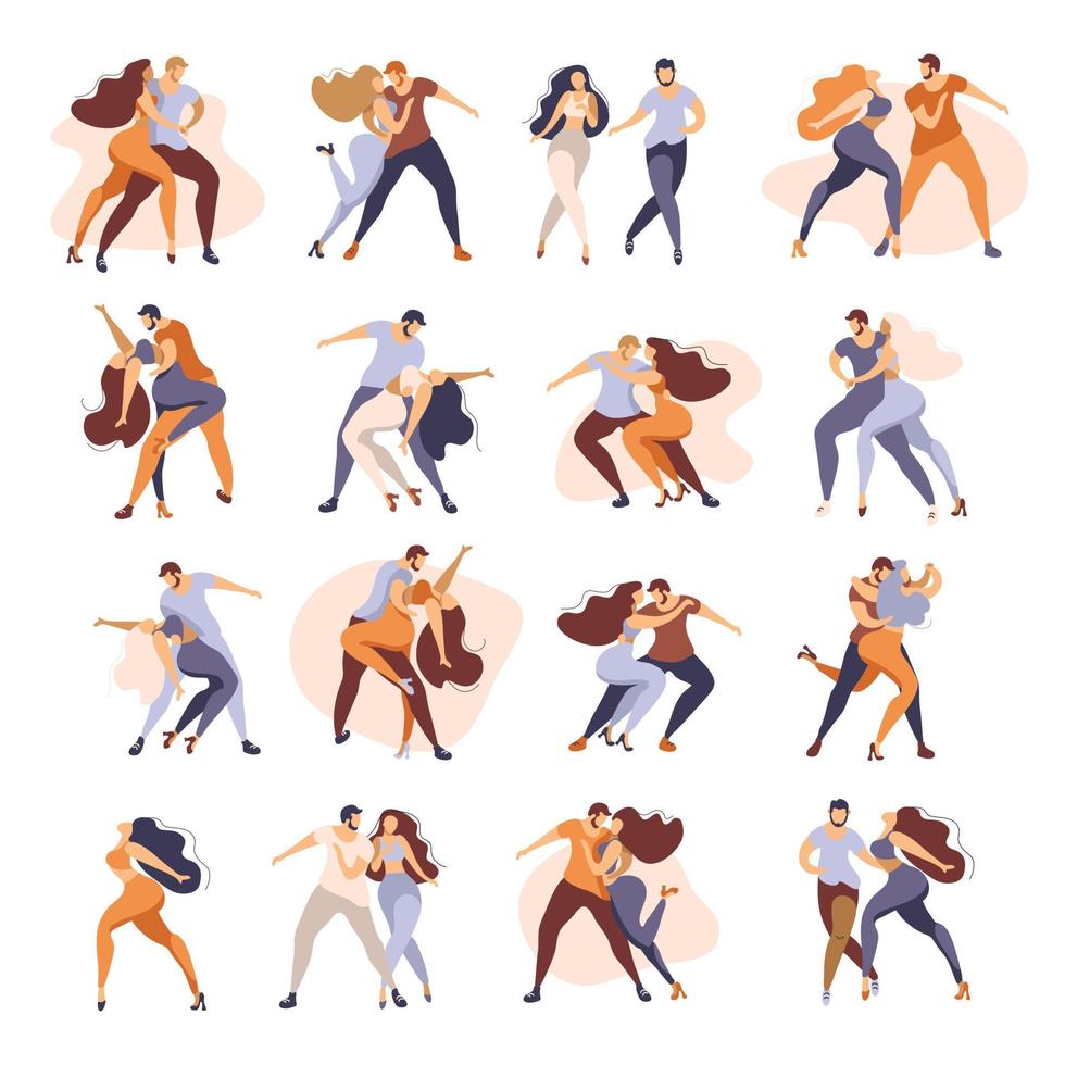 un conjunto de carteles vectoriales sobre el tema de los bailes latinos. la ilustración es adecuada para un afiche, un volante del evento. también aplicable para otros bailes salsa, kizomba, merengue y otros vector