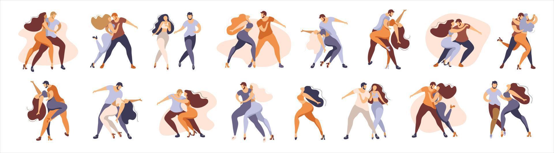 un conjunto de carteles vectoriales sobre el tema de los bailes latinos. la ilustración es adecuada para un afiche, un volante del evento. también aplicable para otros bailes salsa, kizomba, merengue y otros vector