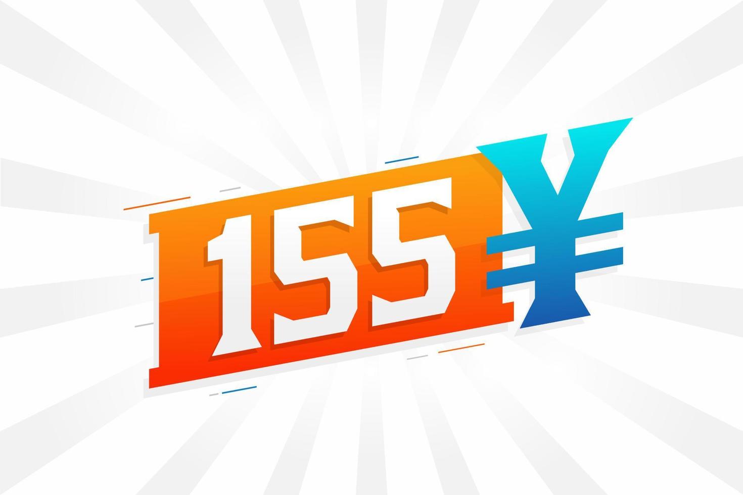 155 Yuan Chinese currency vector text symbol. 155 Yen Japanese currency Money stock vector