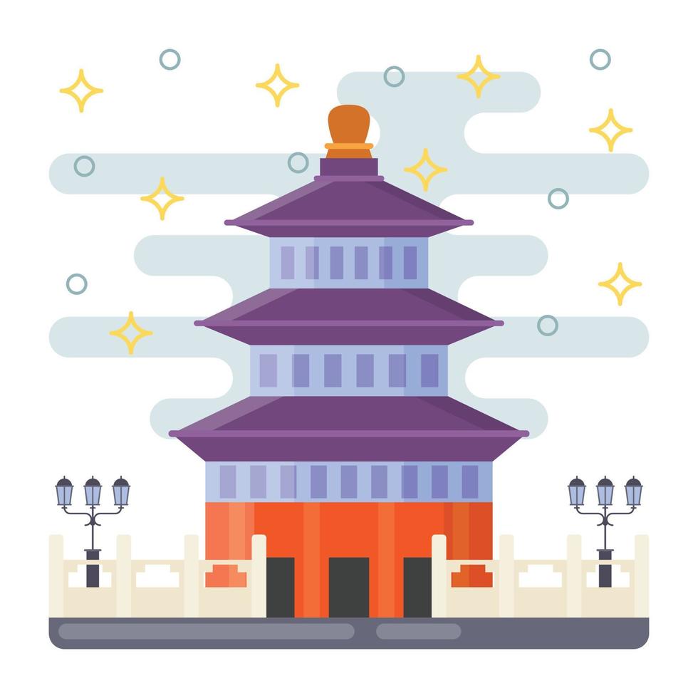 Trendy Traditional Pagoda vector