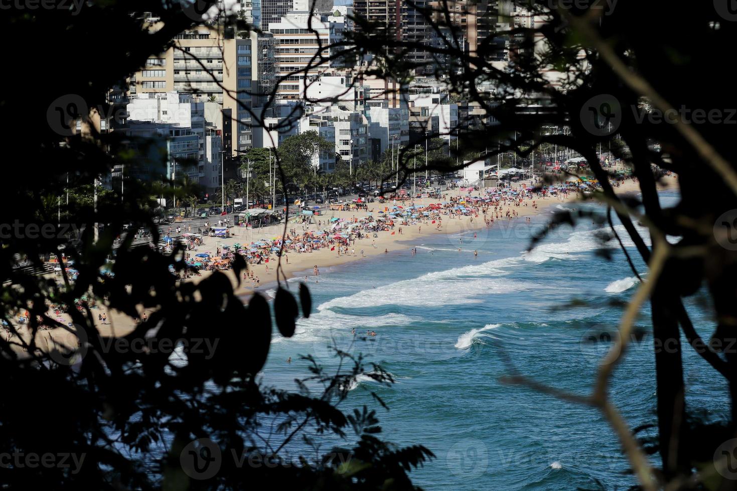 Rio de Janeiro, RJ, Brazil, 2022 - View of Leblon and Ipanema beaches from Two Brothers Cliff Natural Park photo