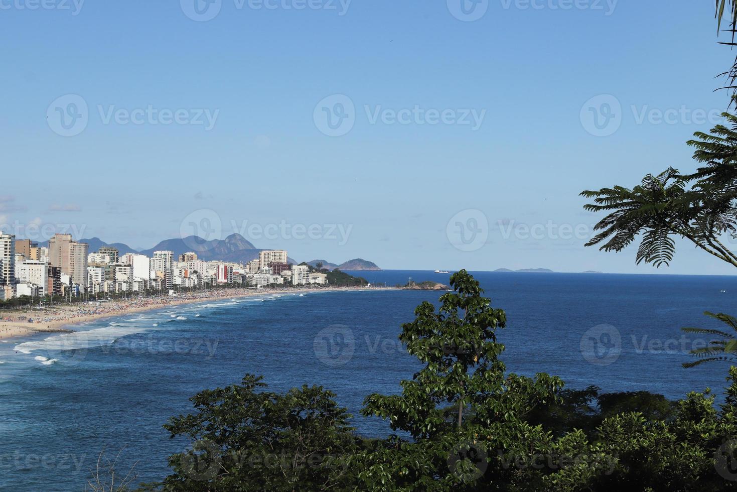 Rio de Janeiro, RJ, Brazil, 2022 - View of Leblon and Ipanema beaches from Two Brothers Cliff Natural Park photo