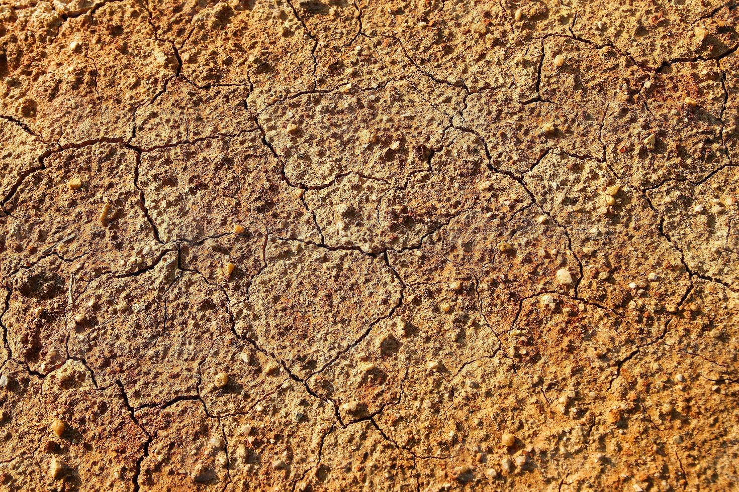 Dry polluted orange stony soil, top view. photo