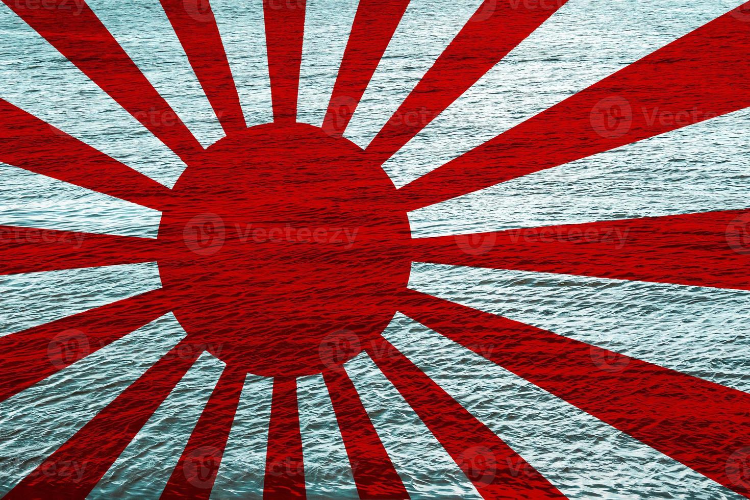 Japanese navy imperial flag on a textured background. Concept collage. photo