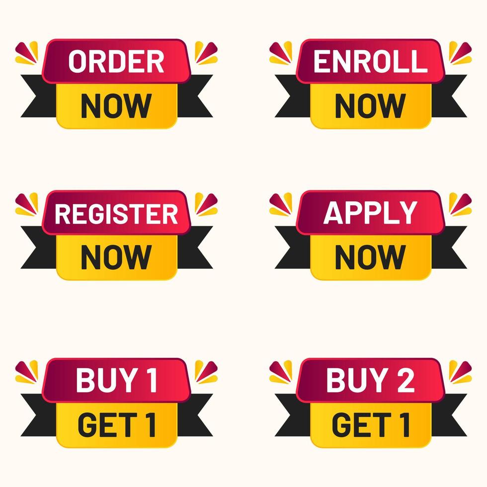 order now Buy 1 get 1 and register now banner set vector