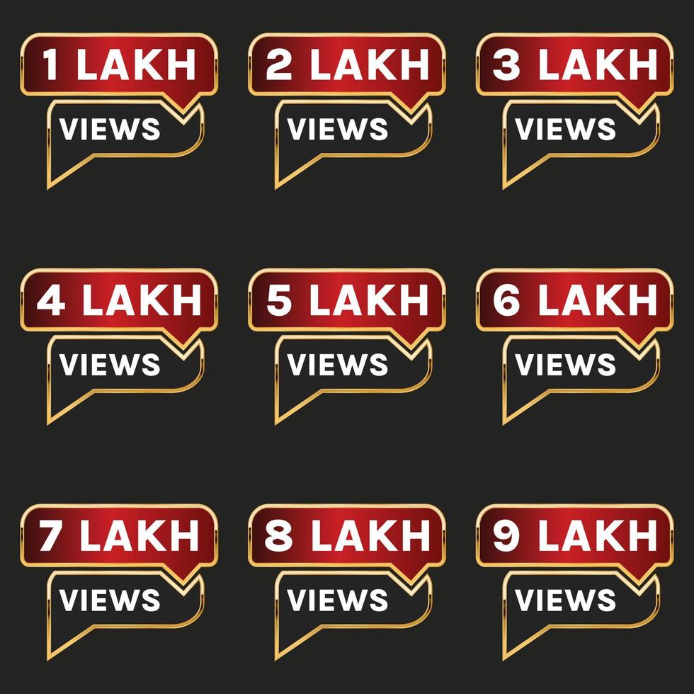 1 lakh to 9 lakh plus views celebration clipart vector
