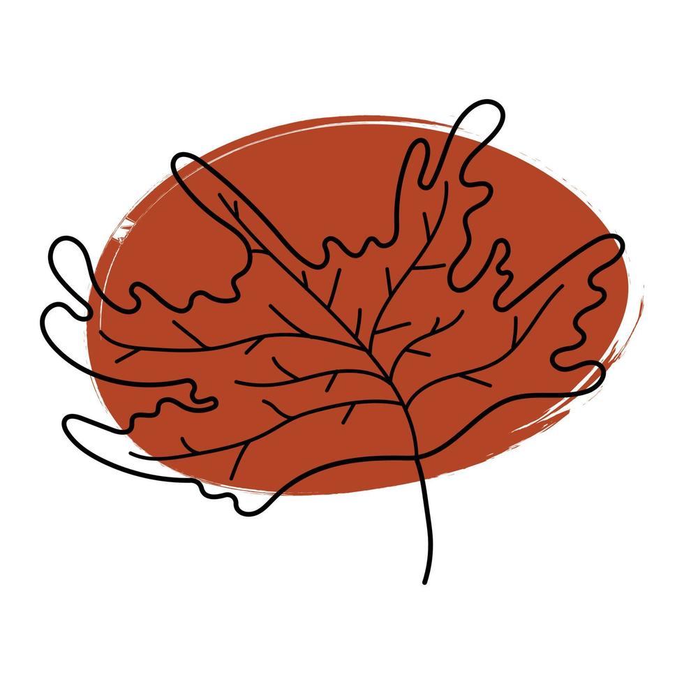 Hand drawn maple leaf with brush stroke vector illustration