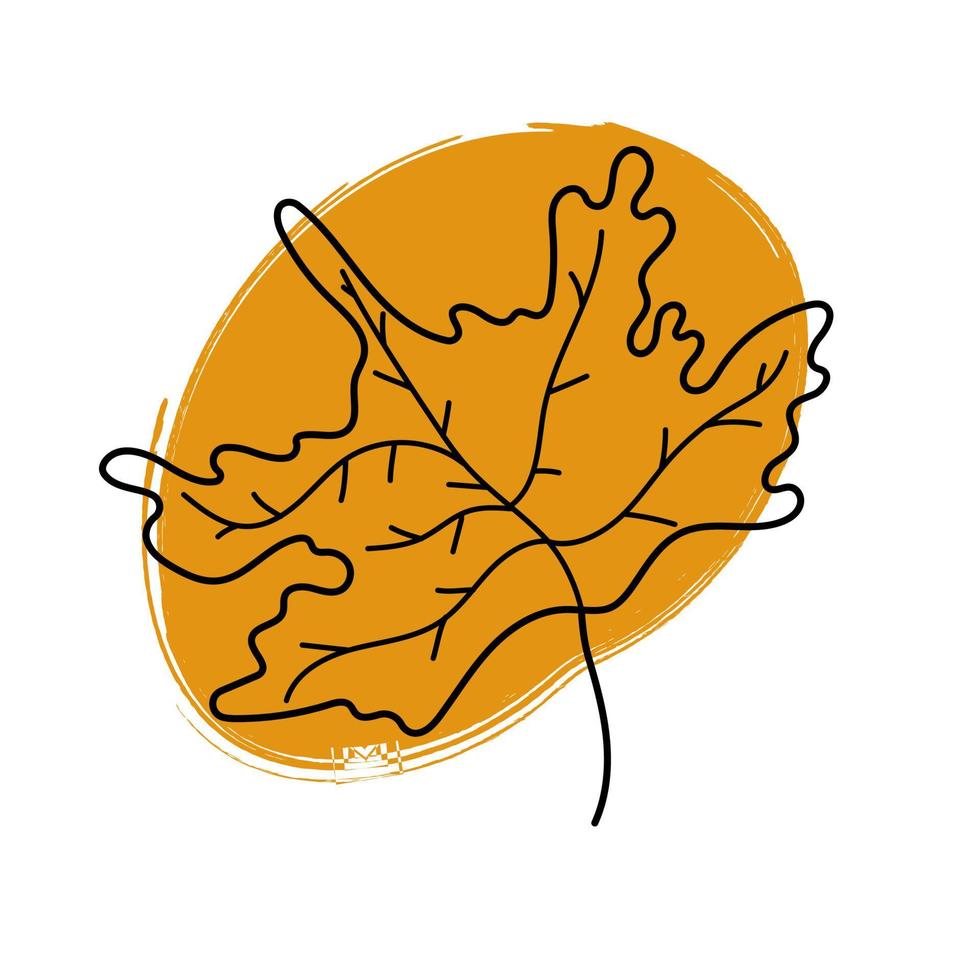 Hand drawn maple leaf with brush stroke vector illustration