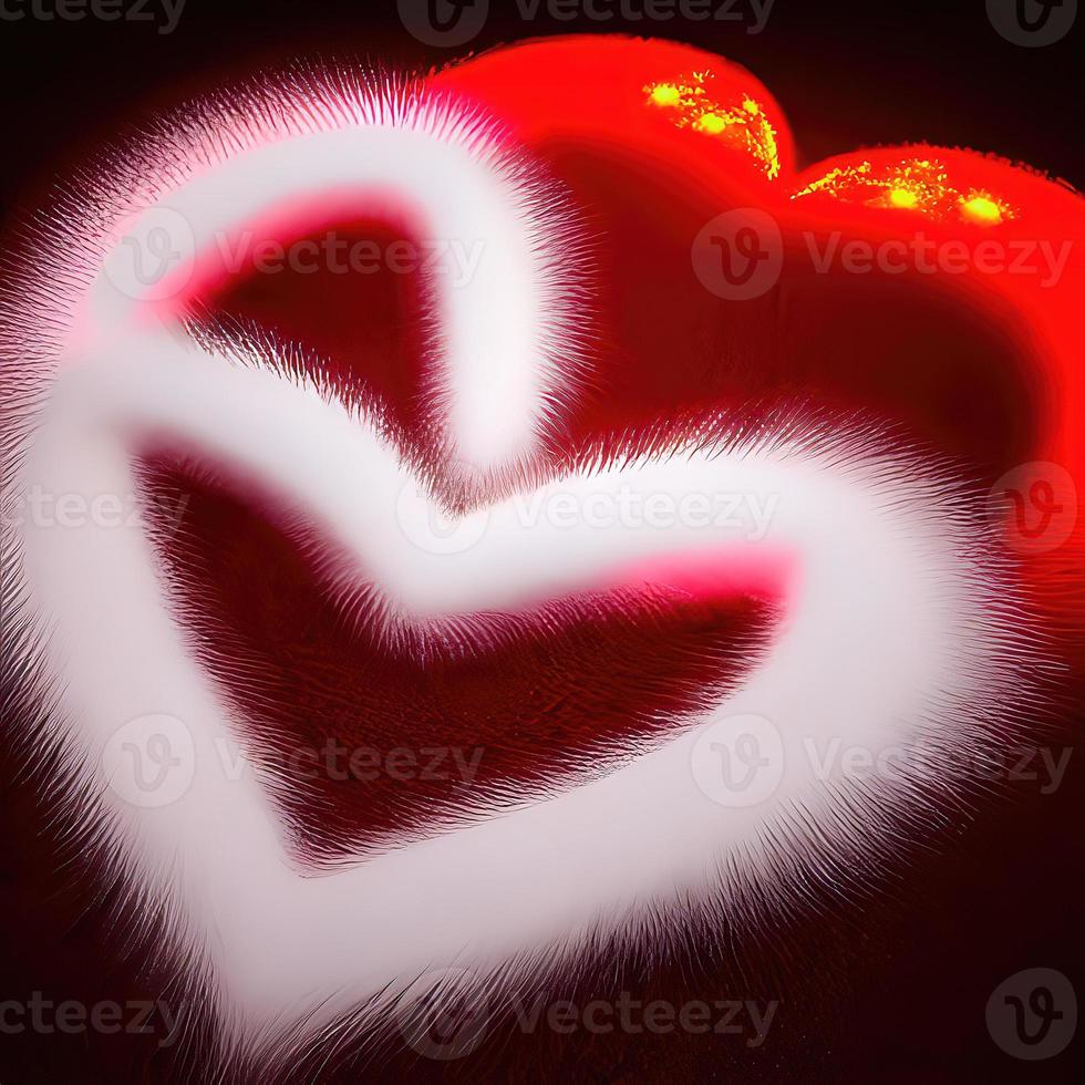 heart shape design in fur fabric with beautiful light render photo