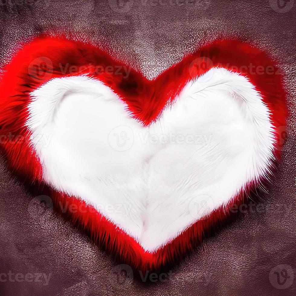 heart shape design in fur fabric with beautiful light render photo