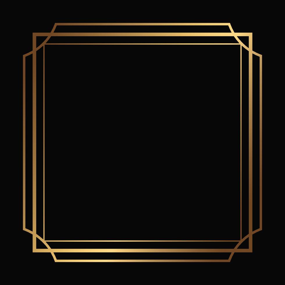 Vector golden frame on the black background. Isolated art deco template with copy space