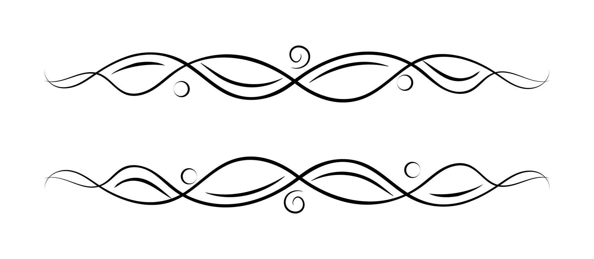 Vector ornate decorative border element. Black lines with elegance details and bubbles. Decoration for design.