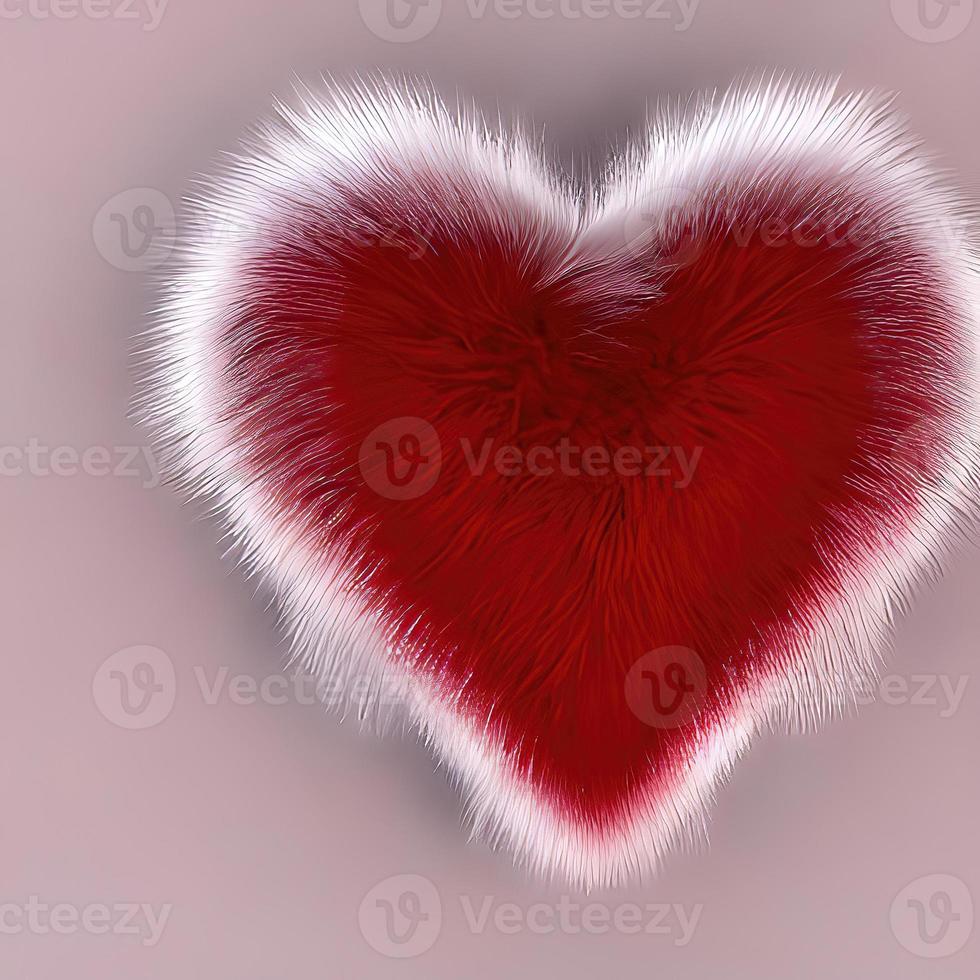 heart shape design in fur fabric with beautiful light render photo