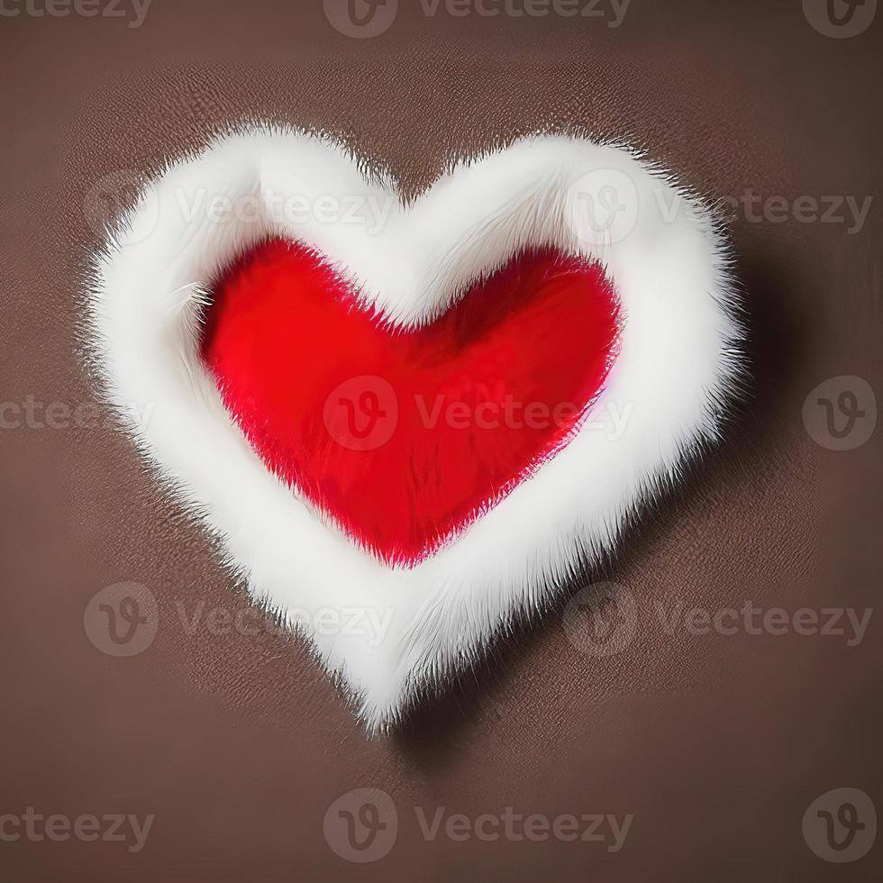 heart shape design in fur fabric with beautiful light render photo