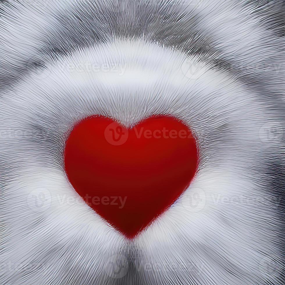 heart shape design in fur fabric with beautiful light render photo