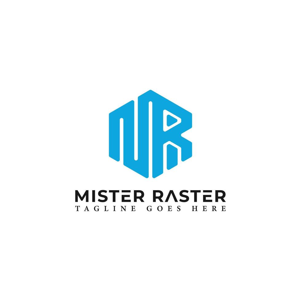logotipo de letra inicial abstracta mr o rm en color azul aislado en fondo blanco solicitado para el logotipo del servicio de diseño gráfico también adecuado para las marcas o empresas que tienen el nombre inicial rm o mr. vector