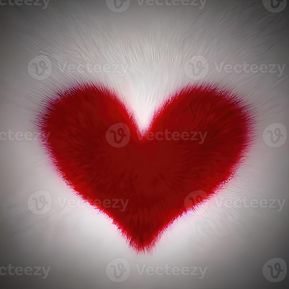 heart shape design in fur fabric with beautiful light render photo