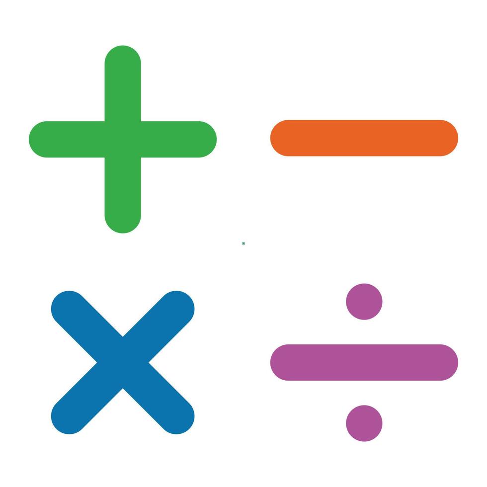 Mathematical symbols. Full color calculator icon for calculator UI in white background. Basic elements of graphic design. plus, minus, times equal. Editable vector in EPS 10