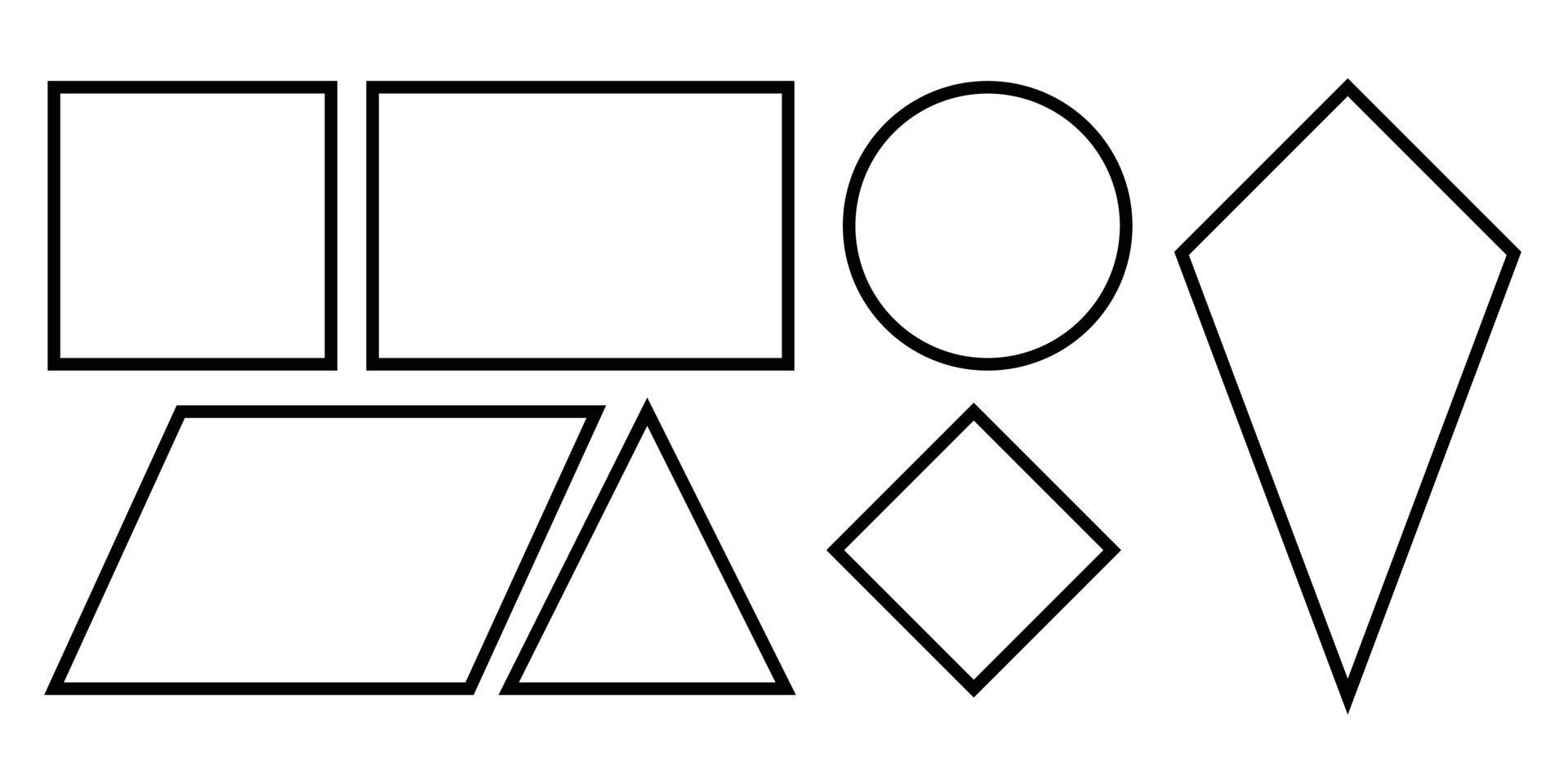 set of flat shapes for math subjects. There are 7 flat shapes including square, rectangle