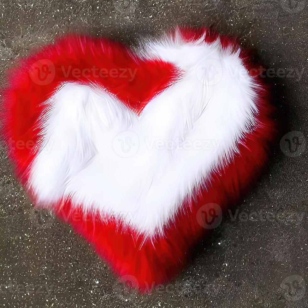 heart shape design in fur fabric with beautiful light render photo