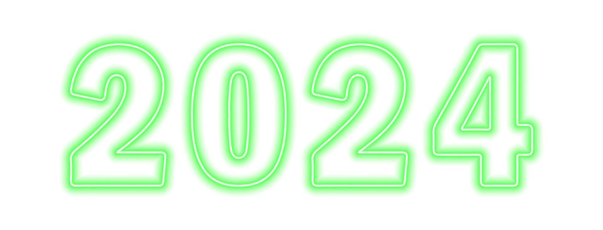 Green neon colored 2024 year isolated on white vector