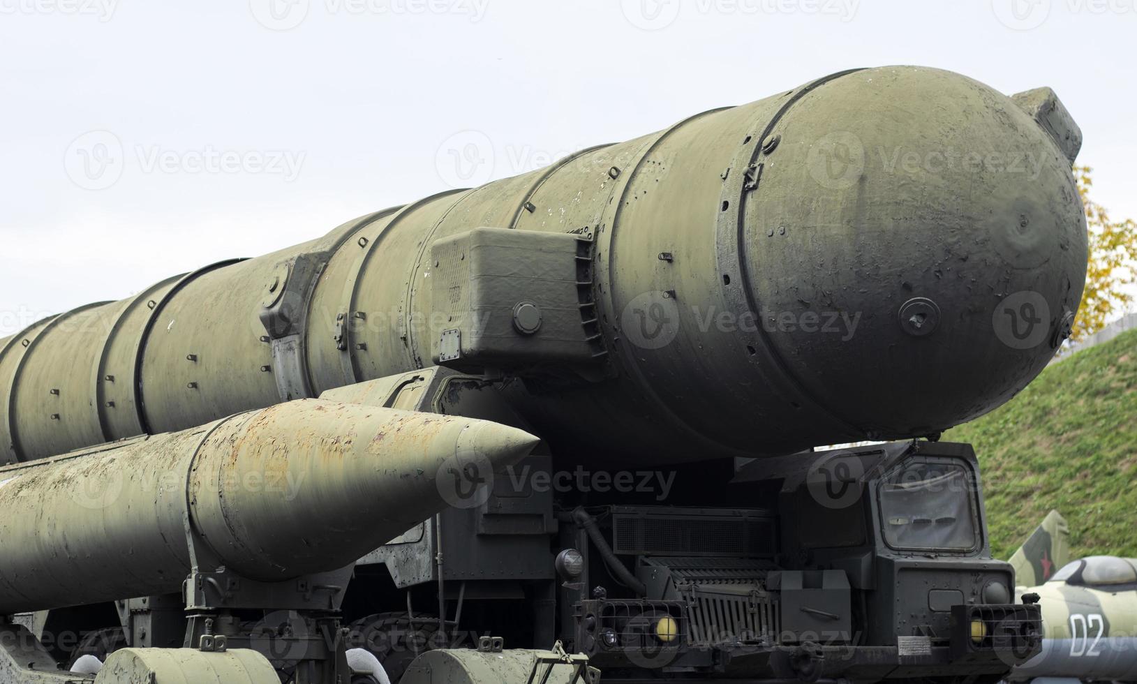 Soviet ballistic missile launch system Pioneer. Installation for launching intercontinental missiles. Medium-range missile RSD-10. Mobile launcher of the SS-20 strategic missile system, Saber. photo