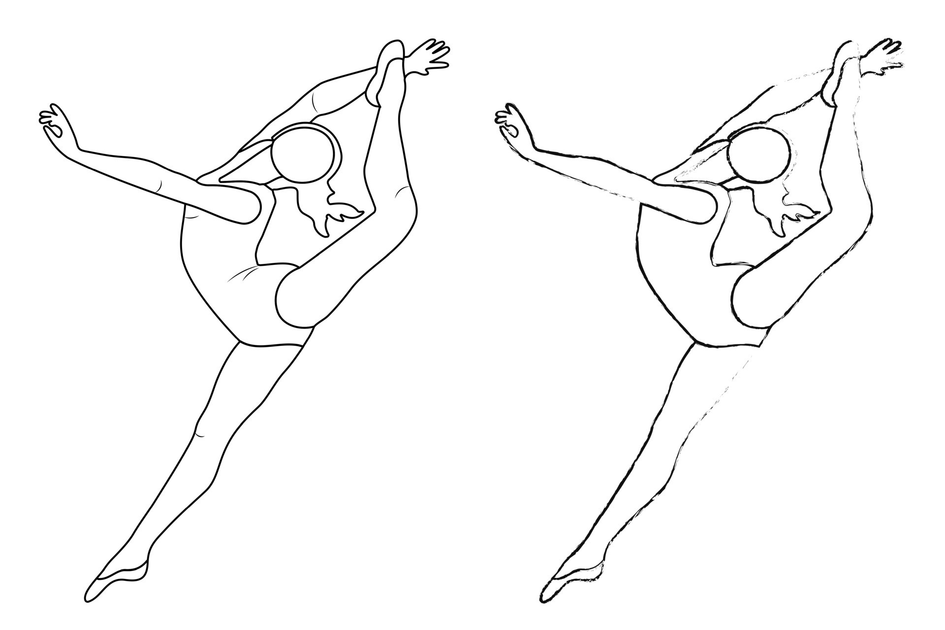 Outline figure of a gymnast in a sports pose. Gym girl silhouette sketch.  Gymnastics. 13958223 Vector Art at Vecteezy
