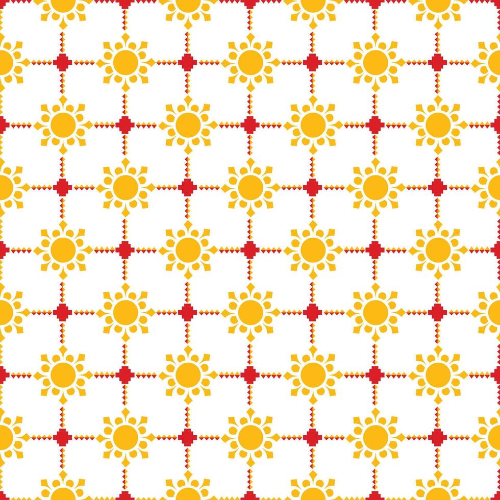 Yellow flower geometric pattern on white background. Ornament for fabric , wallpaper and etc. vector