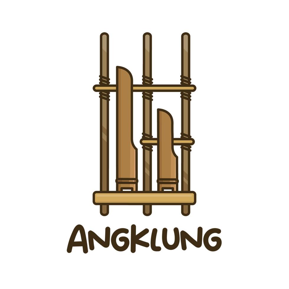 wooden music instrumental angklung logo design vector
