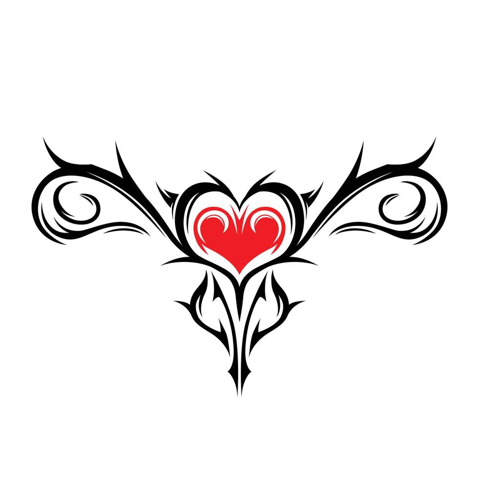 vector de tatuaje de útero tribal con corazón