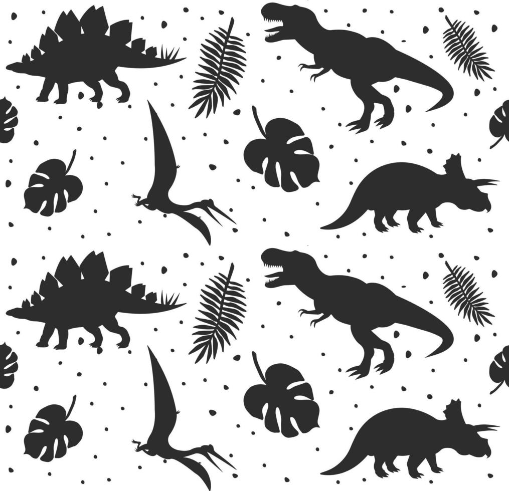 Vector seamless pattern of dinosaurs silhouette