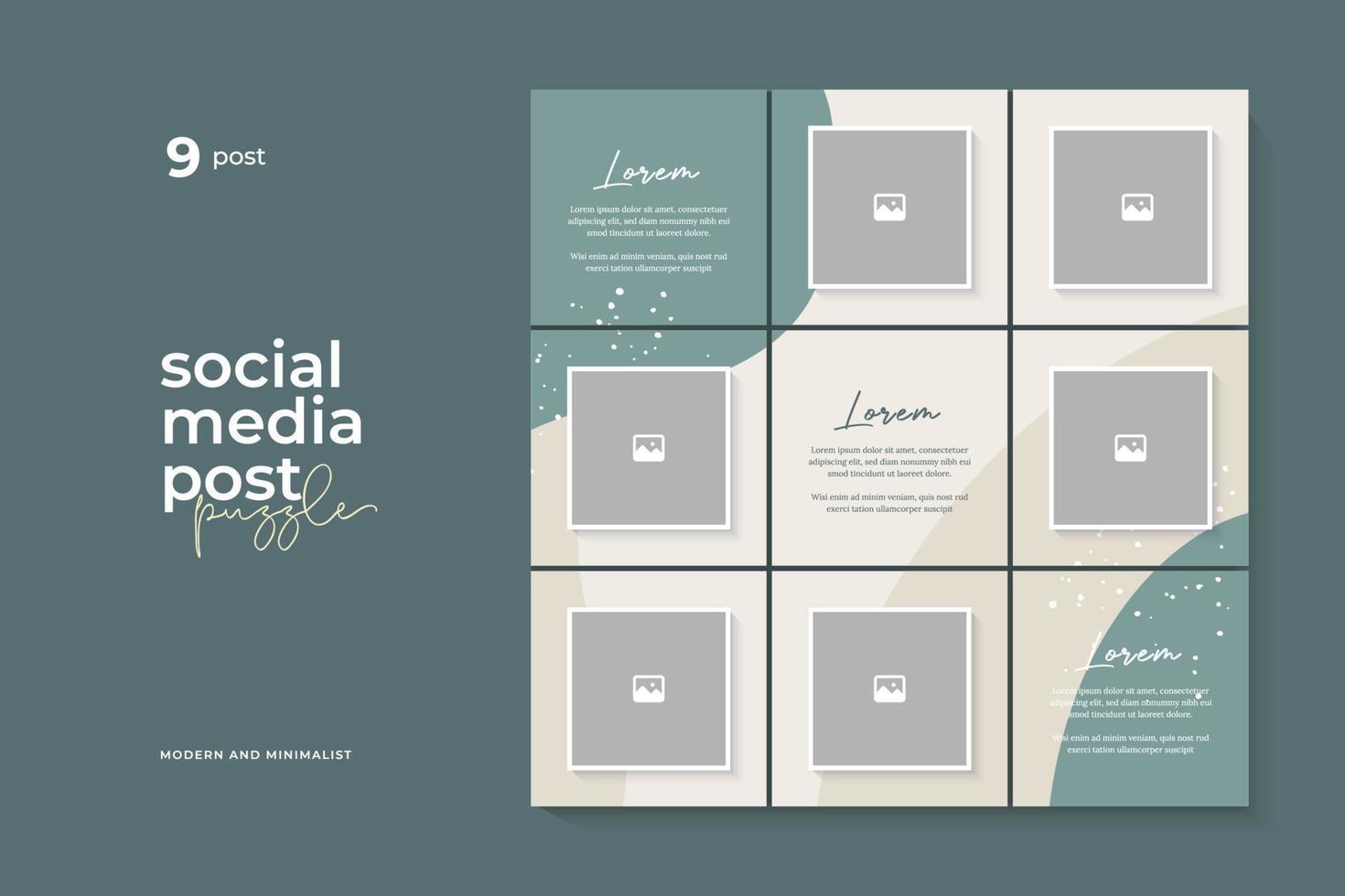 Social media post puzzle template for business, fashion, photography, food etc. Abstract elements in beautiful pastel colors. vector