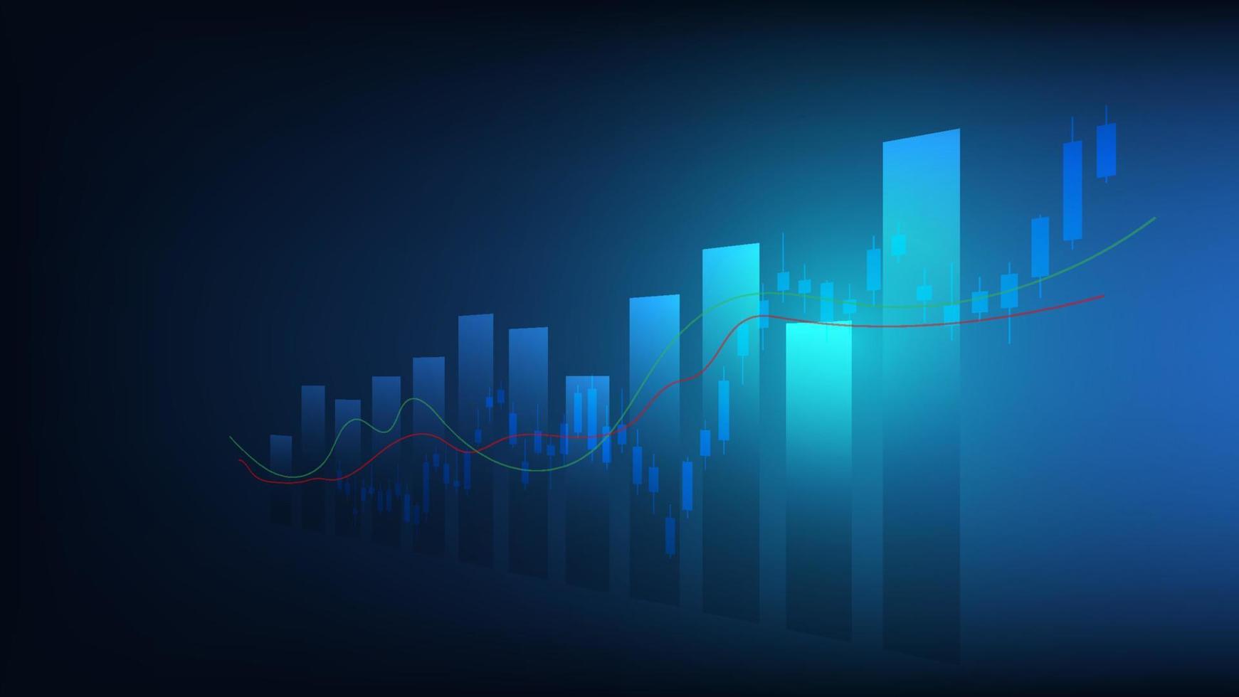 Economy situation concept. financial business statistics with candlestick chart show stock market vector