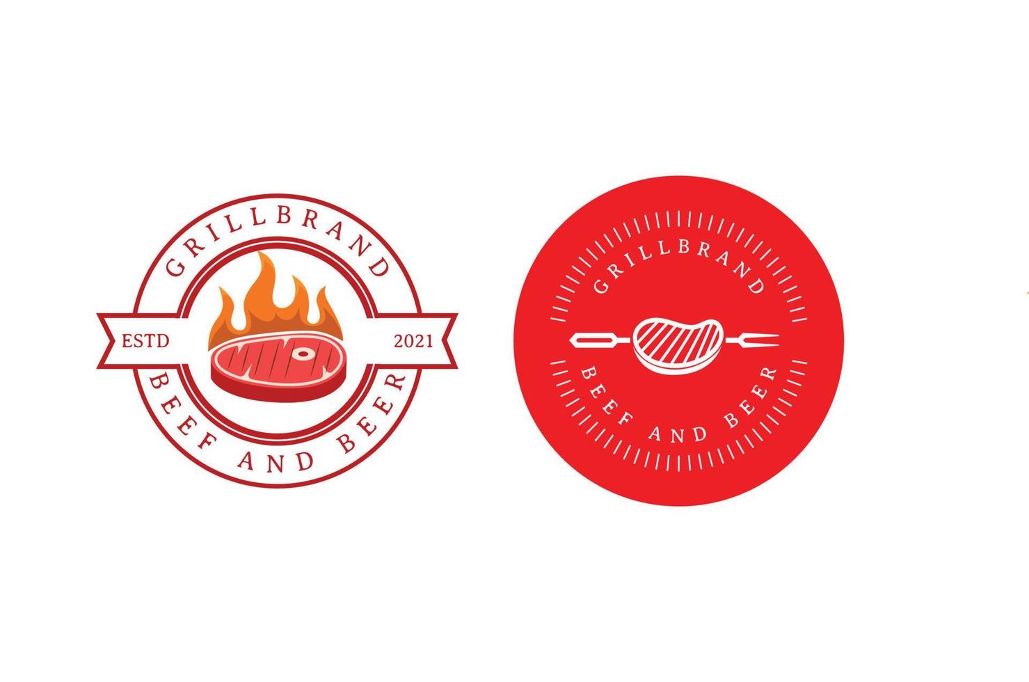 Vintage steak house and barbecue restaurant design logo template. vector