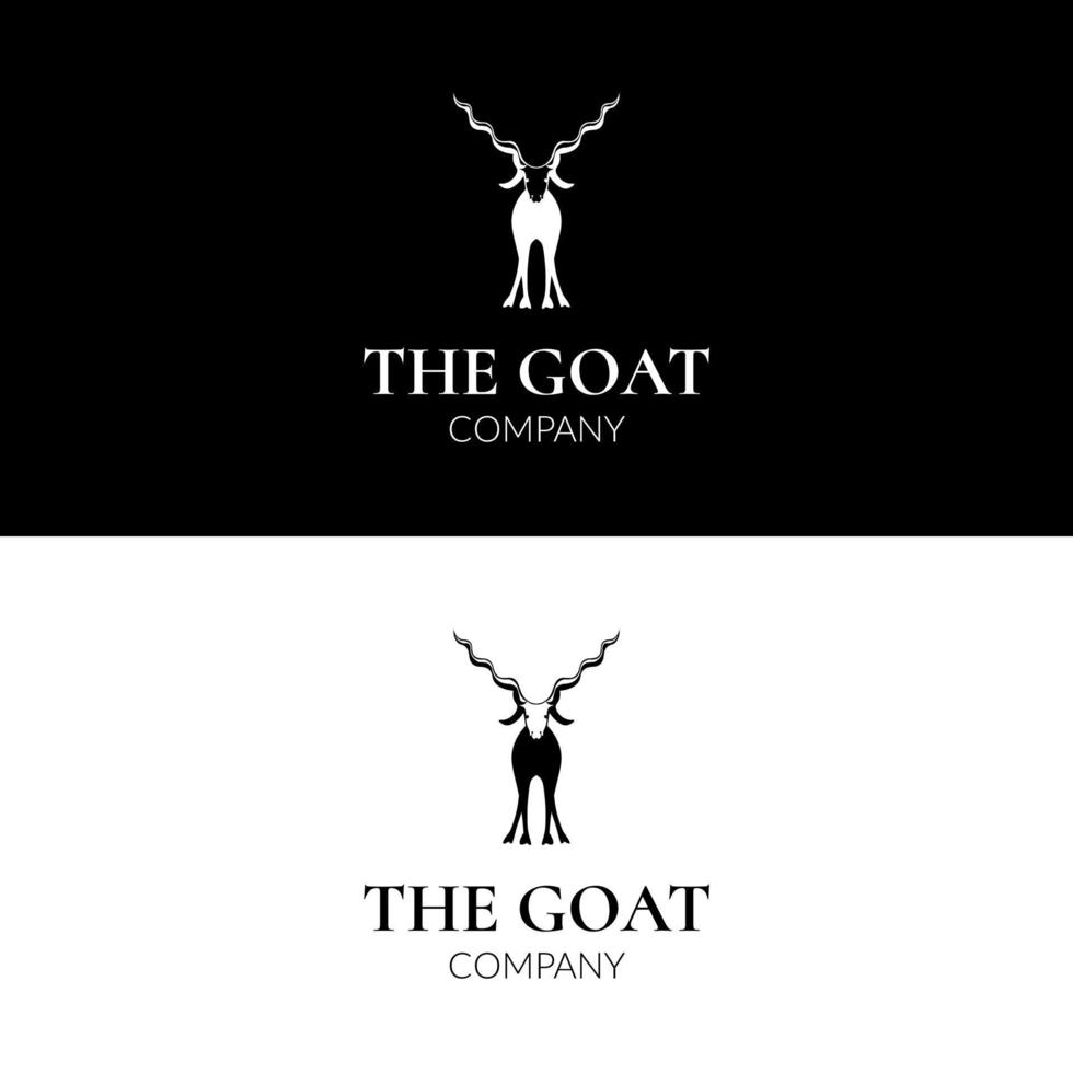 Goat with long horn standing tall for livestock milk and farm logo design in silhouette style vector
