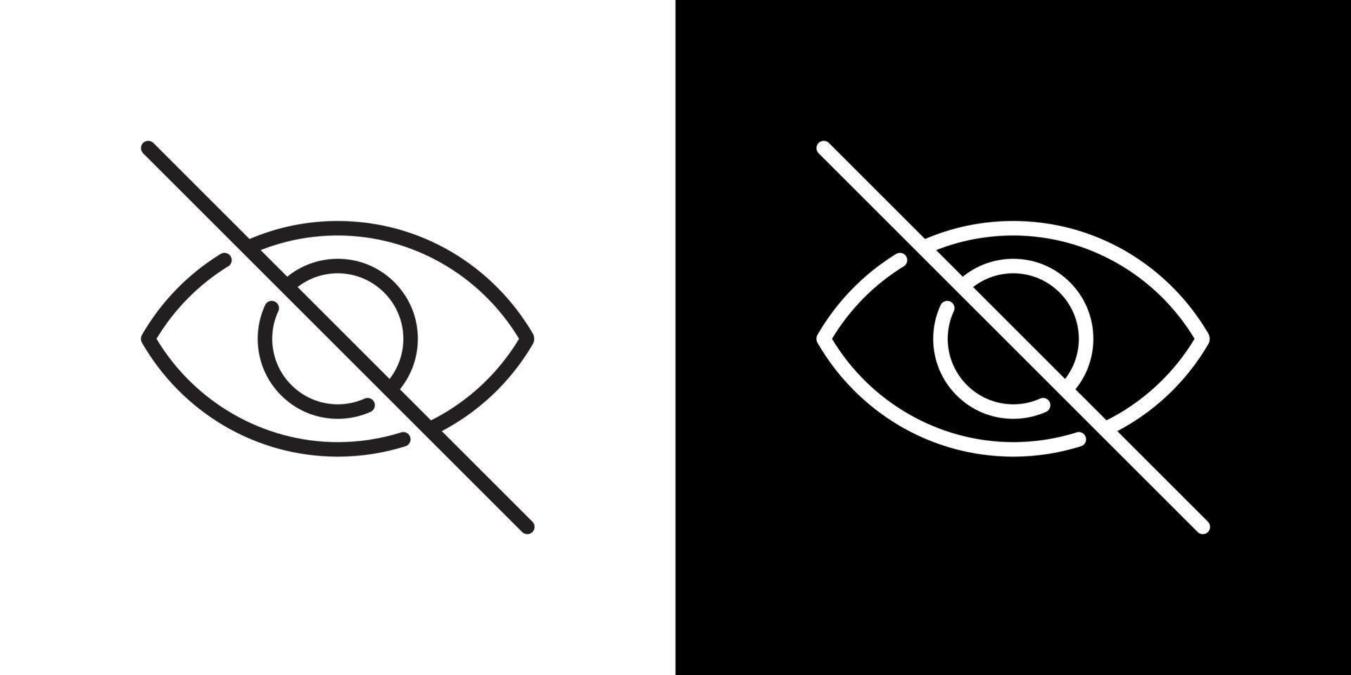 Sensitive content icon vector in line style. Crossed out eye sign symbol